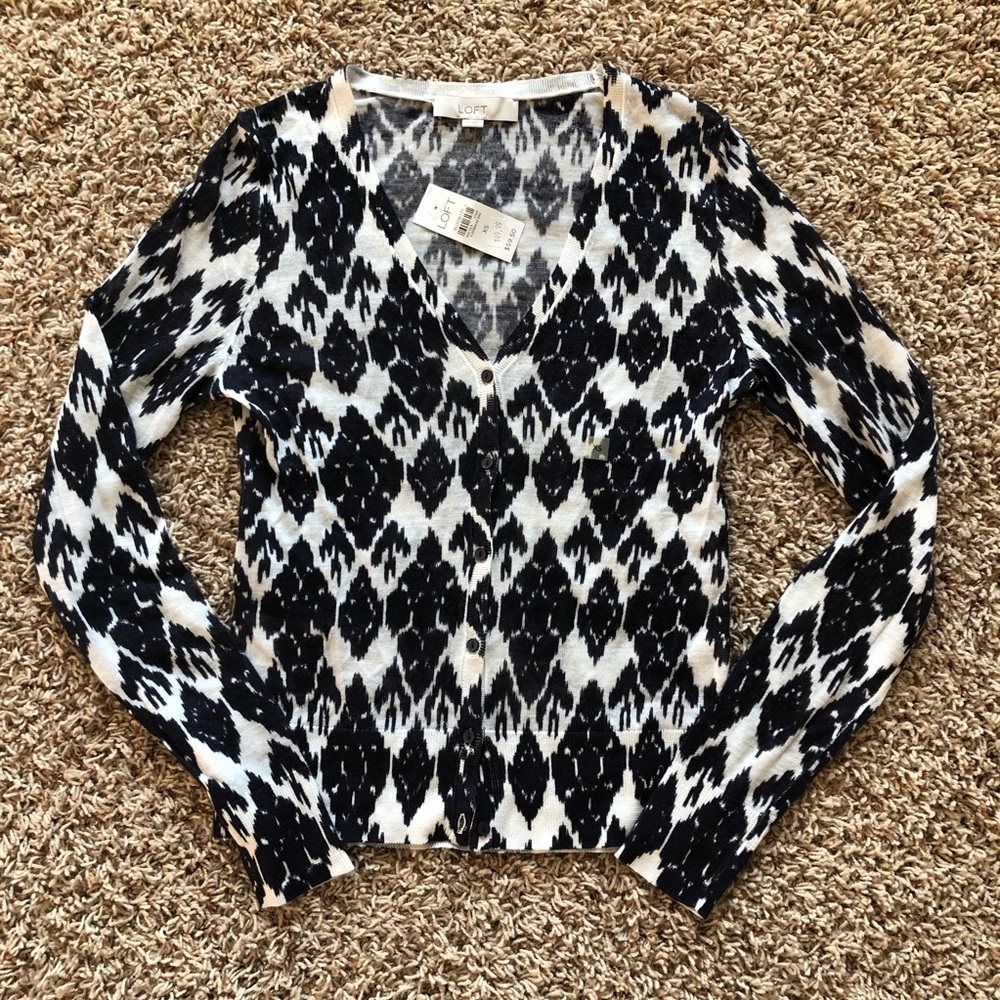 NWT Loft Women's Black/White Cardigan Size XS